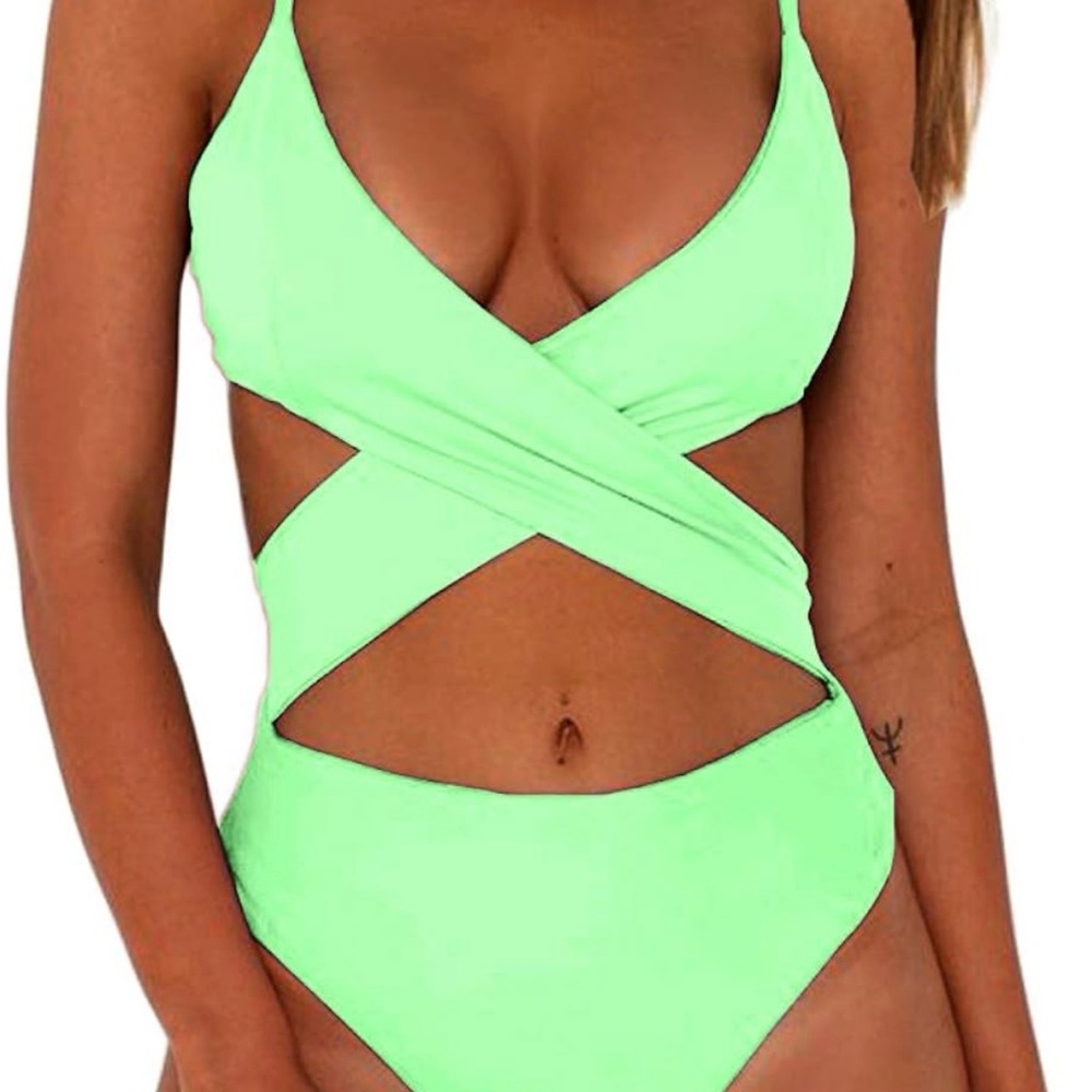 Women’s Mint Green Crisscross One-Piece Swimsuit